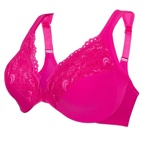 Set of 3! 34B Glamorise ELEGANCE Bra (UNDERWIRED) Lace STRETCH-STRAPS PINK NEW - Picture 1 of 10